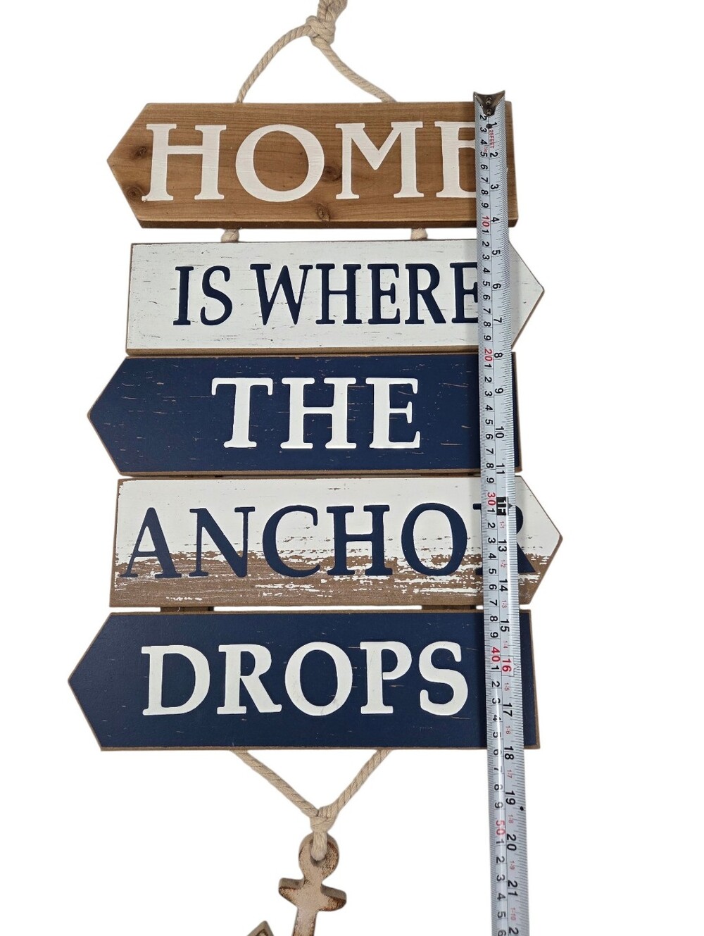 Nautical Wall Decor Blue & White -Hanging -Maritime Decor -Coastal Cottage Sign - Picture 6 of 7